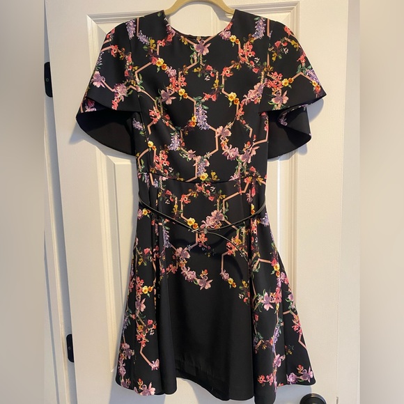 Ted baker black floral dress with belt . Size 2. Worn once - Picture 2 of 3